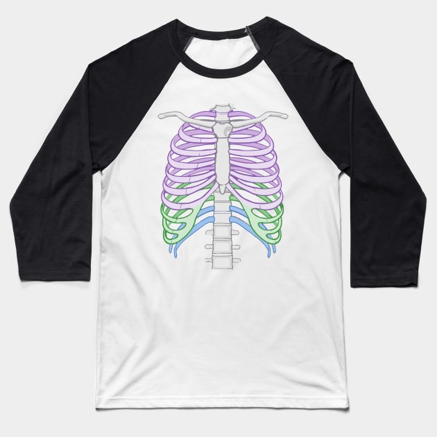 Colourful Ribcage Baseball T-Shirt by labstud